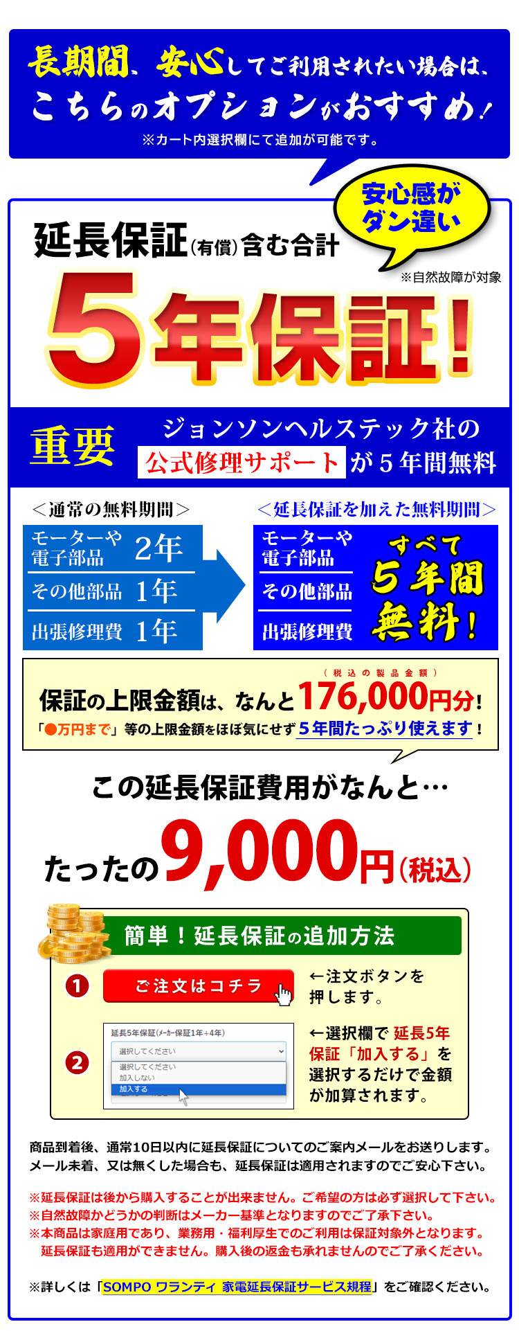 ジョンソン5.0Rの延長保証
