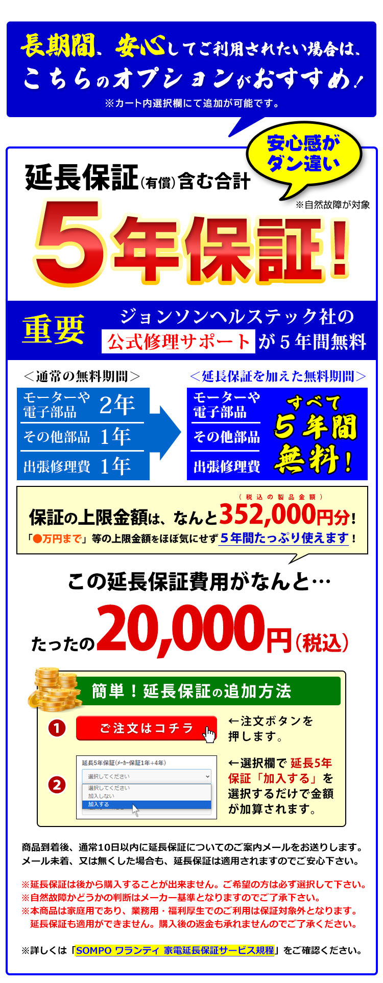 ジョンソンOMEGA Zの延長保証